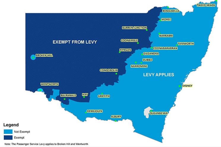 A map dividing west and east NSW.