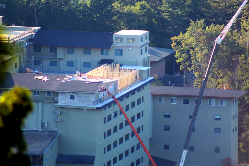 A roof being build at Dragon Springs.