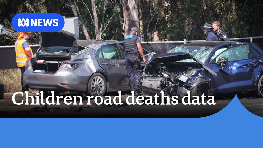 Children road deaths data: A car with its bonnet brutally smashed in and another car with damage to its side.