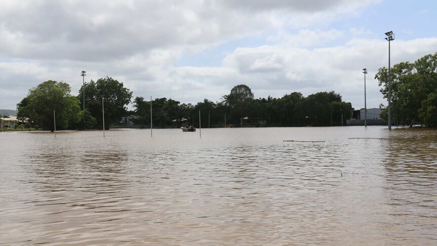 Flooded football field