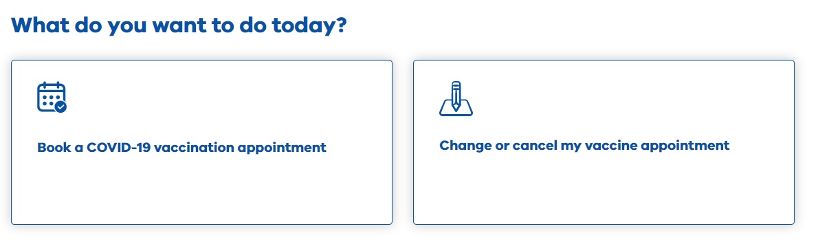 You'll find options to book, change or cancel your vaccine appointment on the portal homepage.