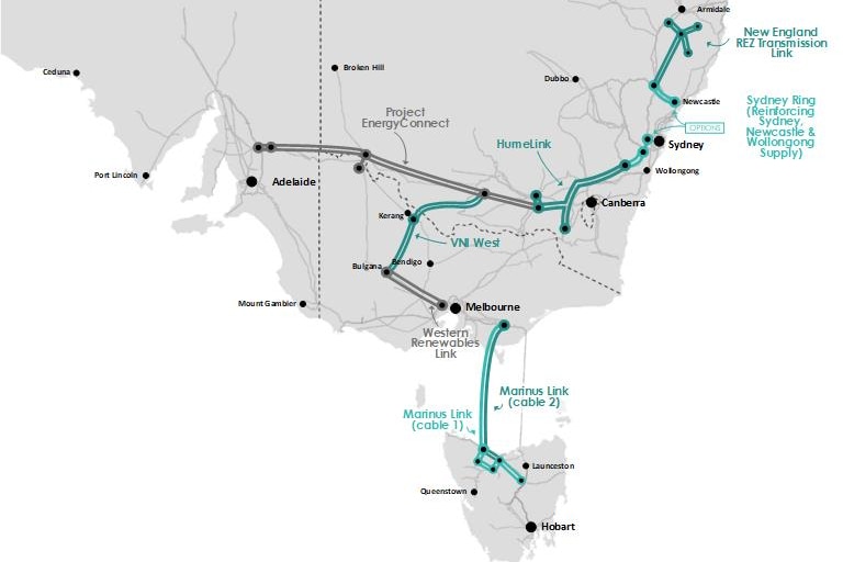 A map outlining a transmission project in Victoria.