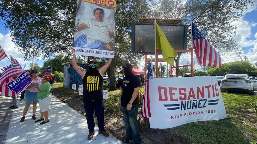 A member of the Proud Boys rallies 