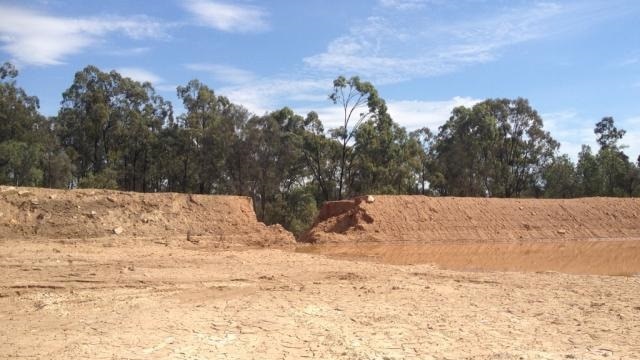 A section of the dam wall that failed at the Wambo mine