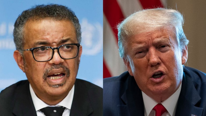 On the left, Dr Tedros. On the right, Donald Trump