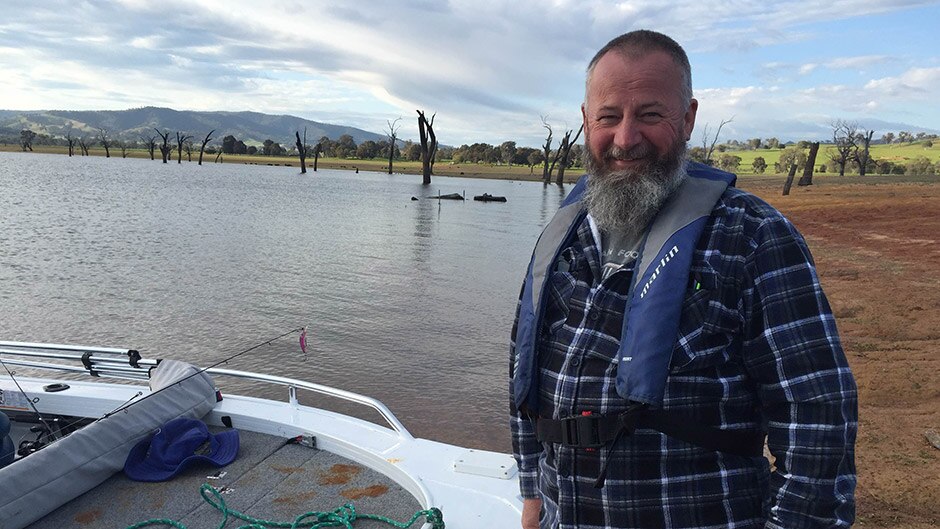Geoff Stevens at Lake Mulwala where he fishes for carp.