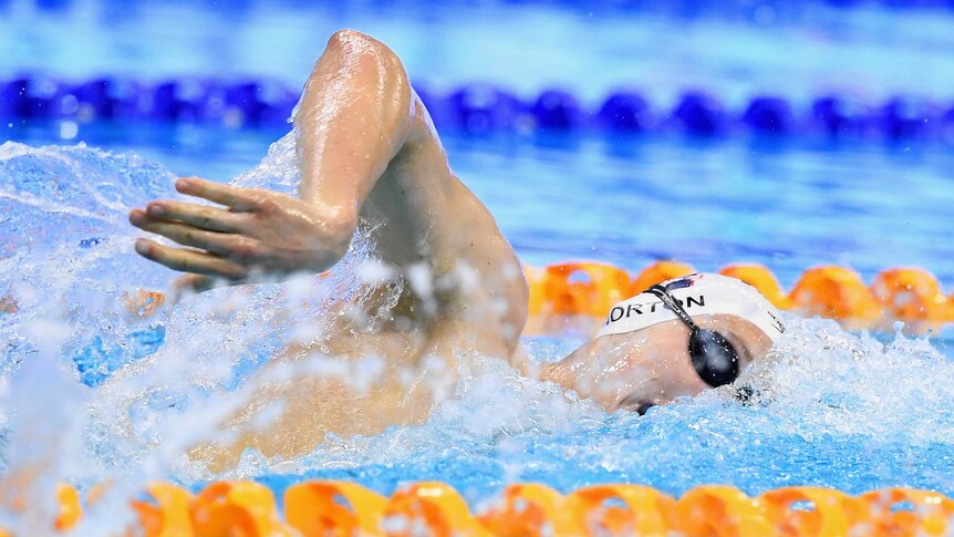 Hot form ... Mack Horton competing in the men's 1,500 metres freestyle final at the national trials in Adelaide