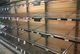 Empty bread shelves at Woolworths in Ashgrove as Brisbane floods on January 11, 2011.