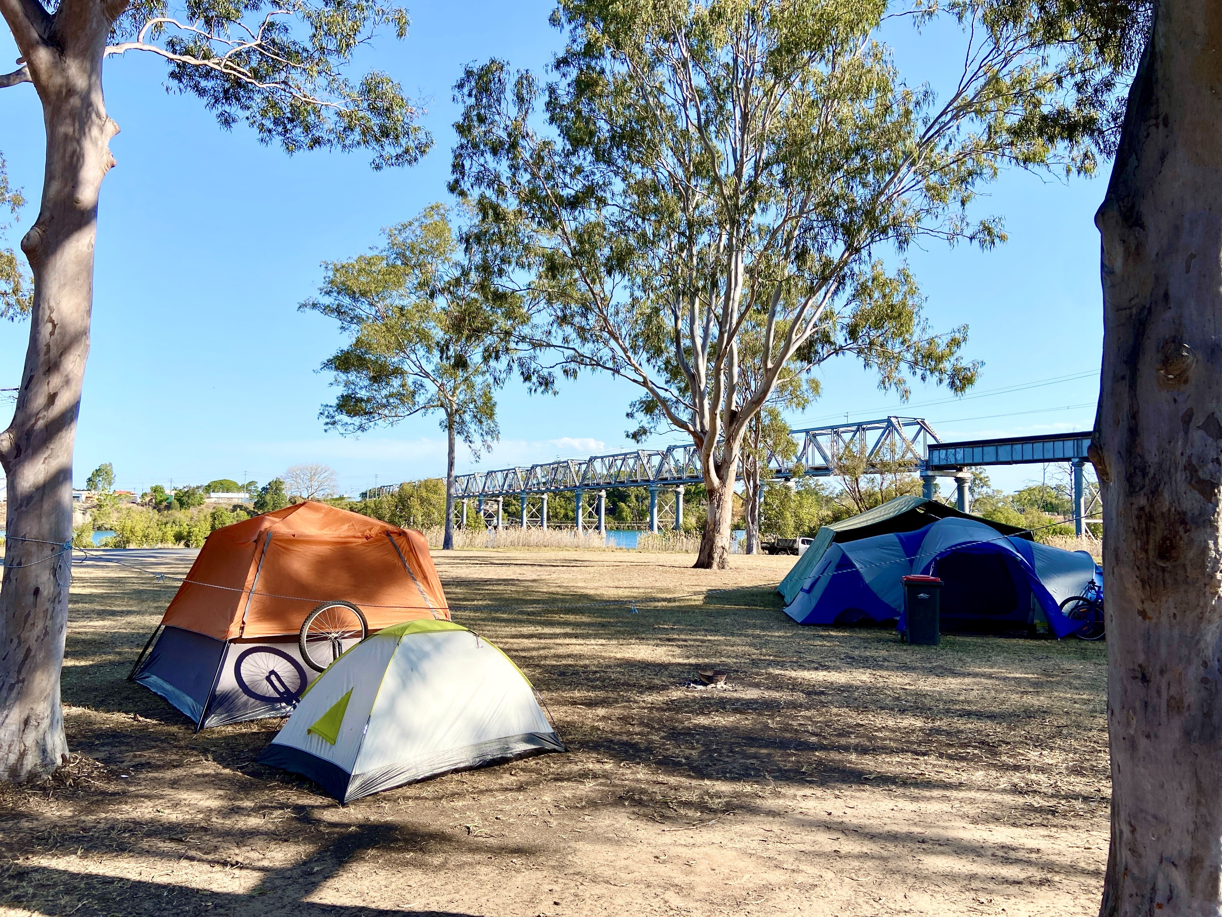 Tents in a park.