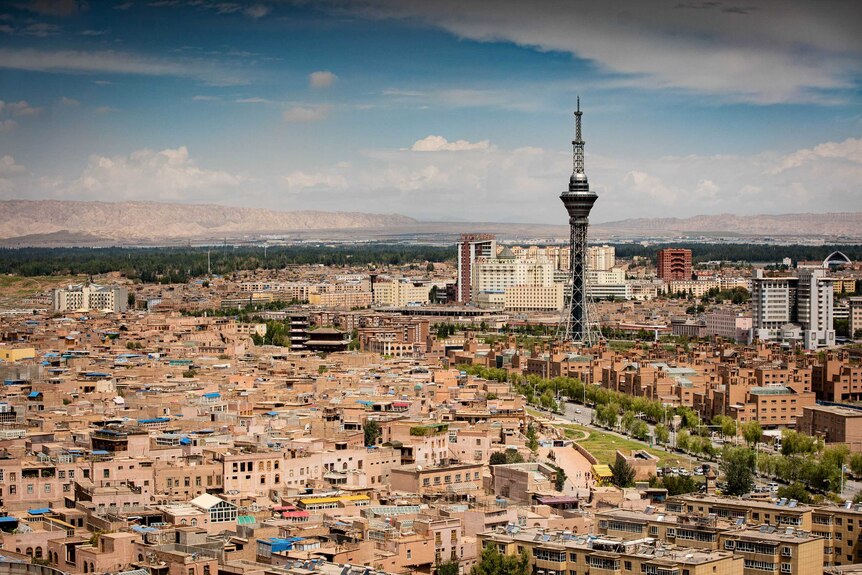 Wide shot of Kashgar, China