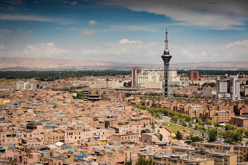 Wide shot of Kashgur, China