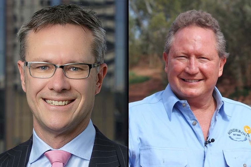 Composite picture of Reserve Bank deputy governor Guy Debelle (left) and Andrew Forrest (right).
