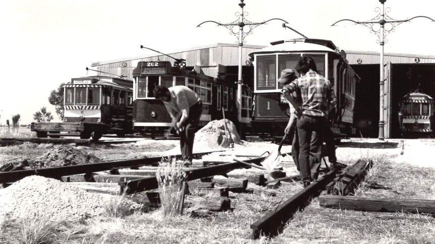 Jack Pennack working on some tramlines at the Tramway Museum