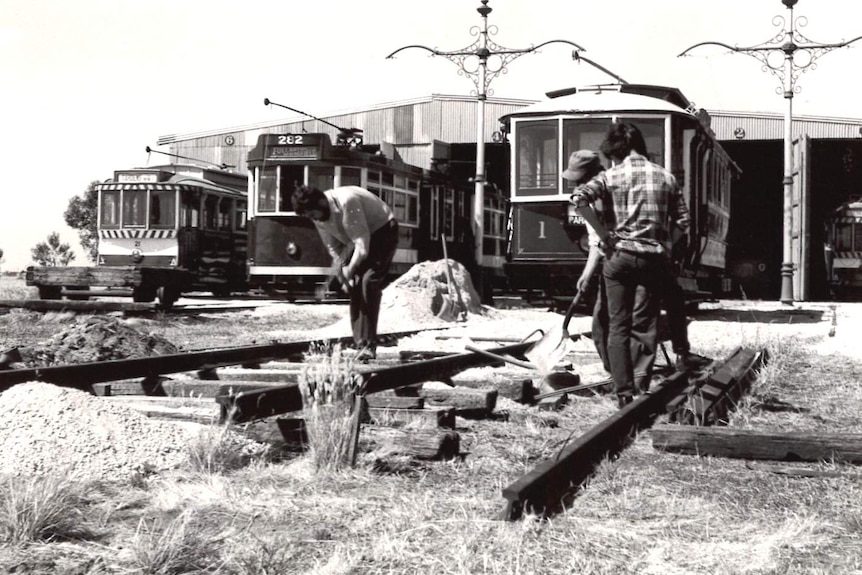 Jack Pennack working on some tramlines at the Tramway Museum