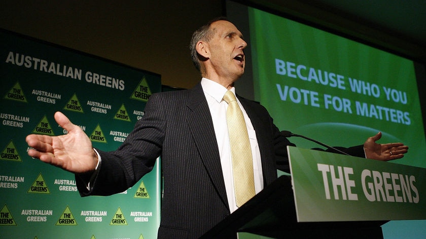 Greens leader Bob Brown says the party will work with the winning government in the Senate.