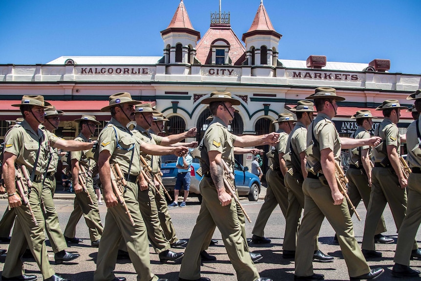 Australian soldier marching in Kalgoorlie