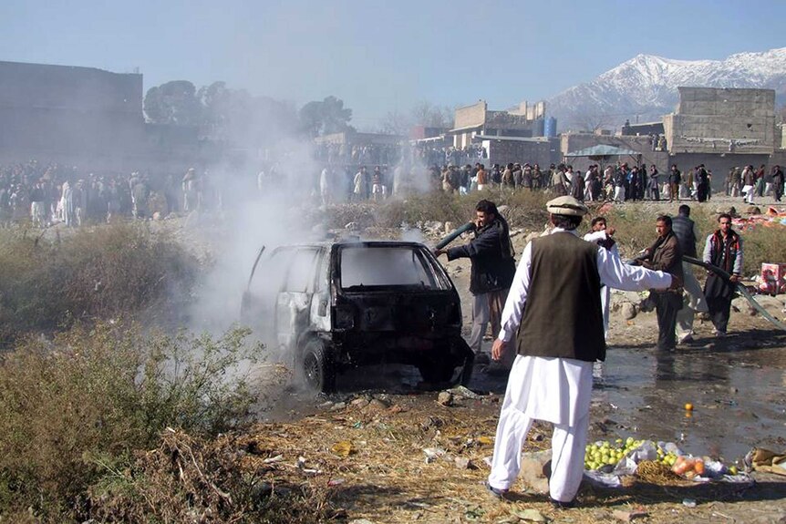 Bomb blast site in Parachinar, Pakistan