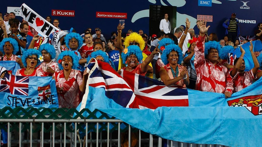 Fiji fans at the Hong Kong Sevens rugby tournament