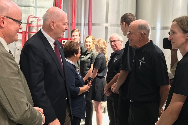 Peter Cosgrove greets staff at Australian Vinegar