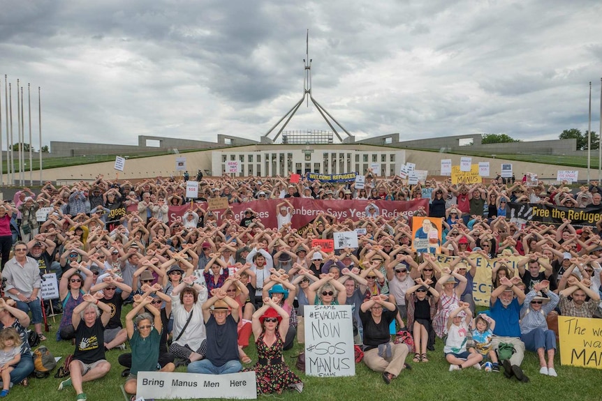 Protest in front of Parliament House.