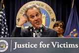 New York Attorney General Eric Schneiderman speaks during a news conference.