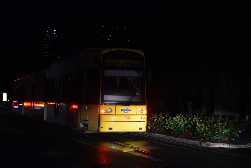 Tram in the rain