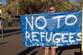 Refugee protester