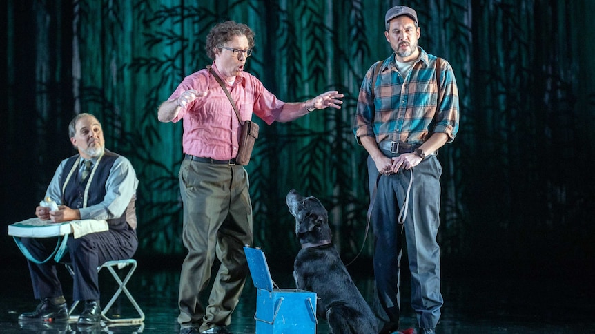 A scene from Benjamin Britten's A Midsummer night's Dream at the Adelaide Festival 2021. Good boy Lock, Armfield (dog) looks on.