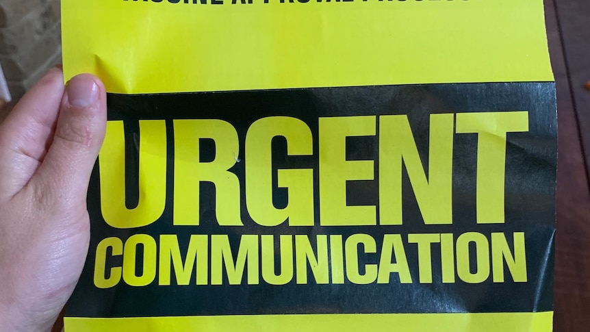 Black and yellow flyer. In large block letters it says "URGENT COMMUNICATION"