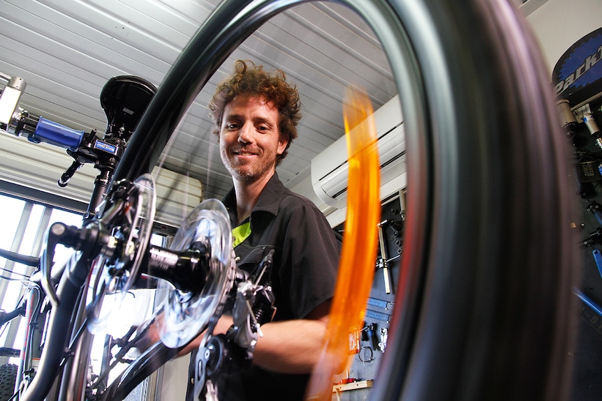 Shane McCullagh, mountain bike bike shop owner in Alice Springs.