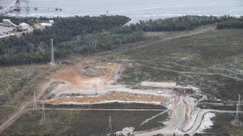 Aerial view of Gunns' Tamar Valley pulp mill site.