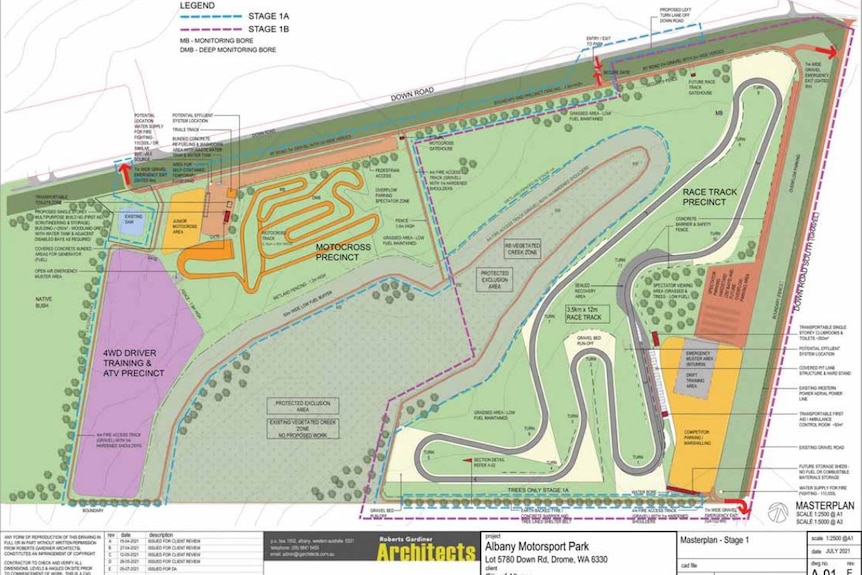 A map showing the proposed layout of a motorsport complex.