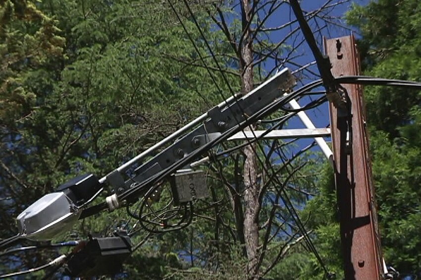 A downed power line in the Adelaide Hills