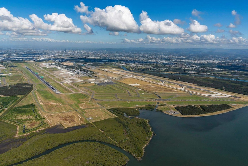 Aerial photo of Brisbane airport's new second runway.