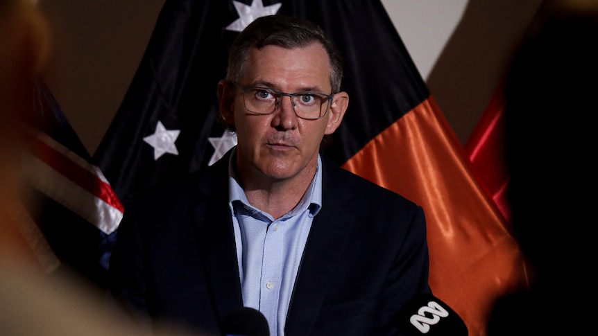 Chief Minister Michael Gunner speaking at a press conference. 