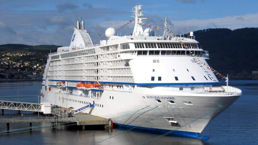 The cruise ship, Seven Seas Voyager.
