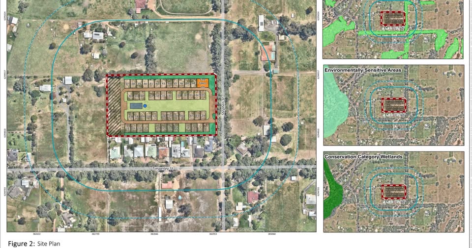 Un mapa del proyecto de minicasas propuesto en Boyanup.