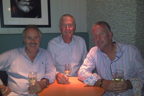 Winemaker Geoff Merrill with former England cricketers Bob Willis and Sir Ian Botham.