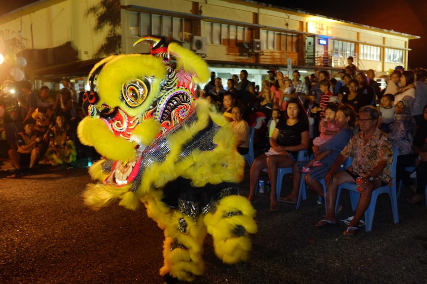 Lion dance on Christmas Island.