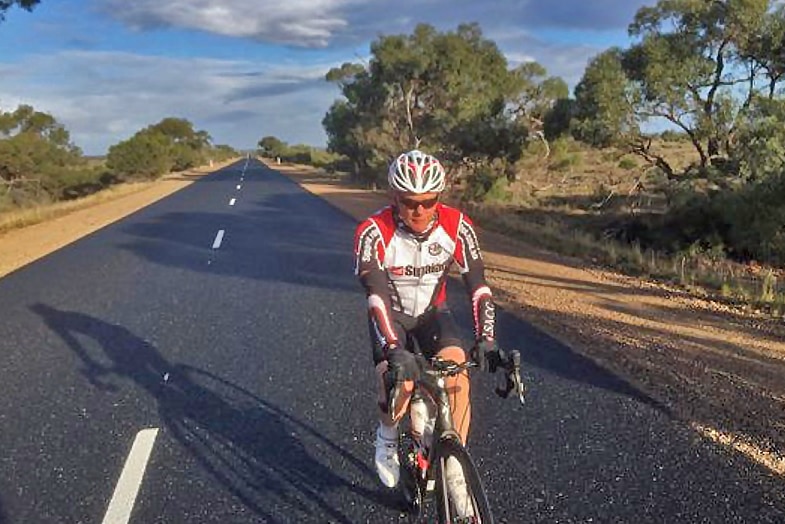 Cyclist Kevin Weeks on the open road.