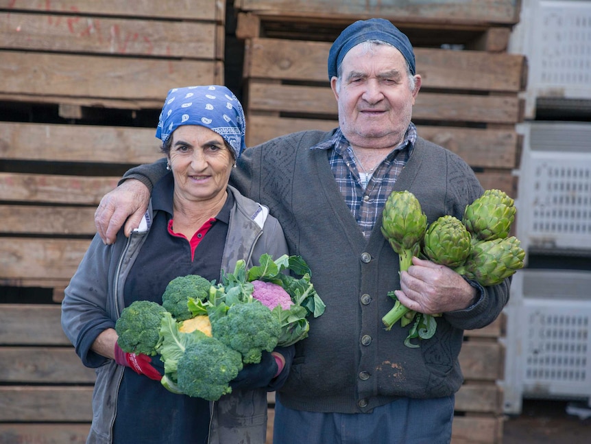 Tony and Rita Faranda at the packing shed.