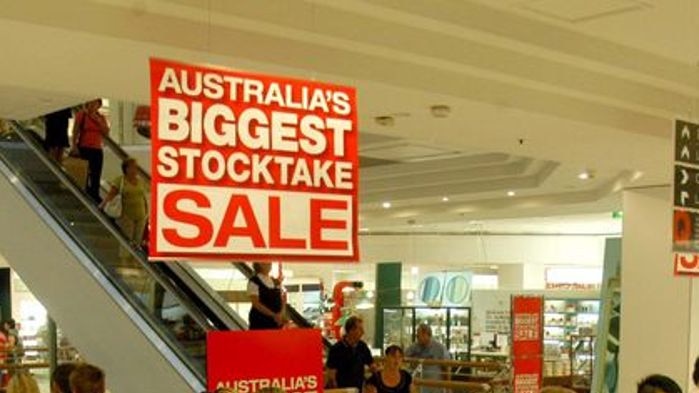 Shoppers queue for the escalators in a Brisbane department store