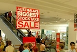 Shoppers queue for the escalators in a Brisbane department store