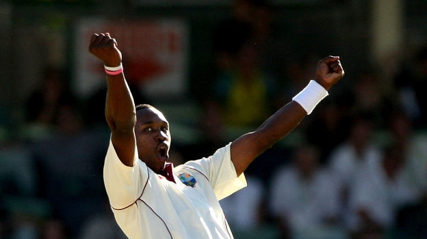 Devastating spell... In-form all-rounder Dwayne Bravo took 3 for 34 in 15 overs on day three.