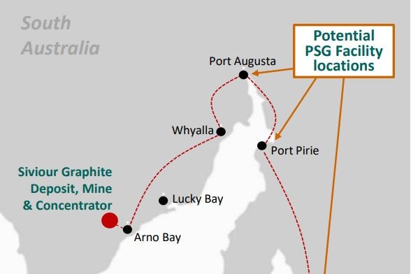 A map of a proposed graphite mining operation in South Australia.