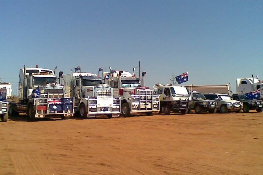 Convoy of protest trucks (ABC)