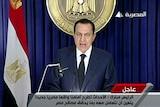 Egyptian president, Hosni Mubarak, speaks on national TV