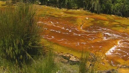 Water pollution in the King River caused by acid mine draining