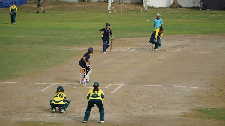 Australian Indigenous women's cricket team plays against a local side in New Delhi on May 24, 2016.