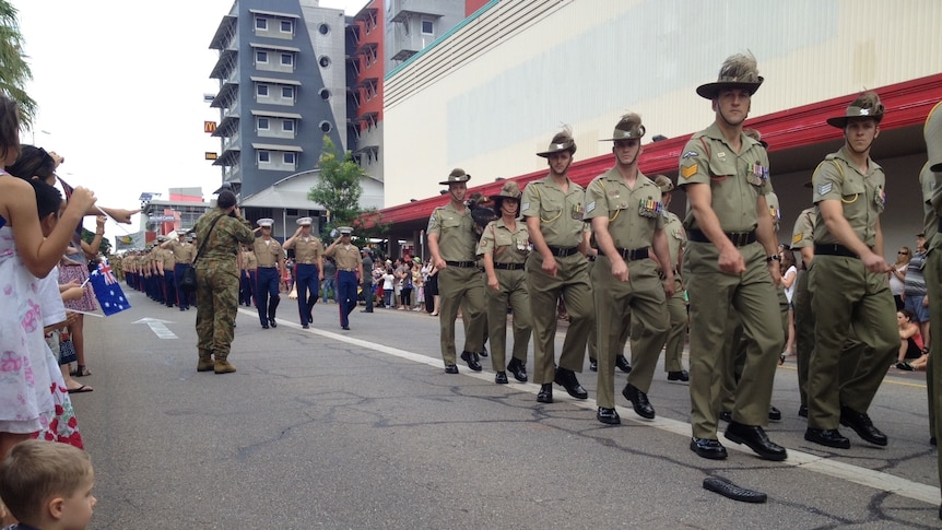 US Marines march with Australian forces and veterans on Anzac Day